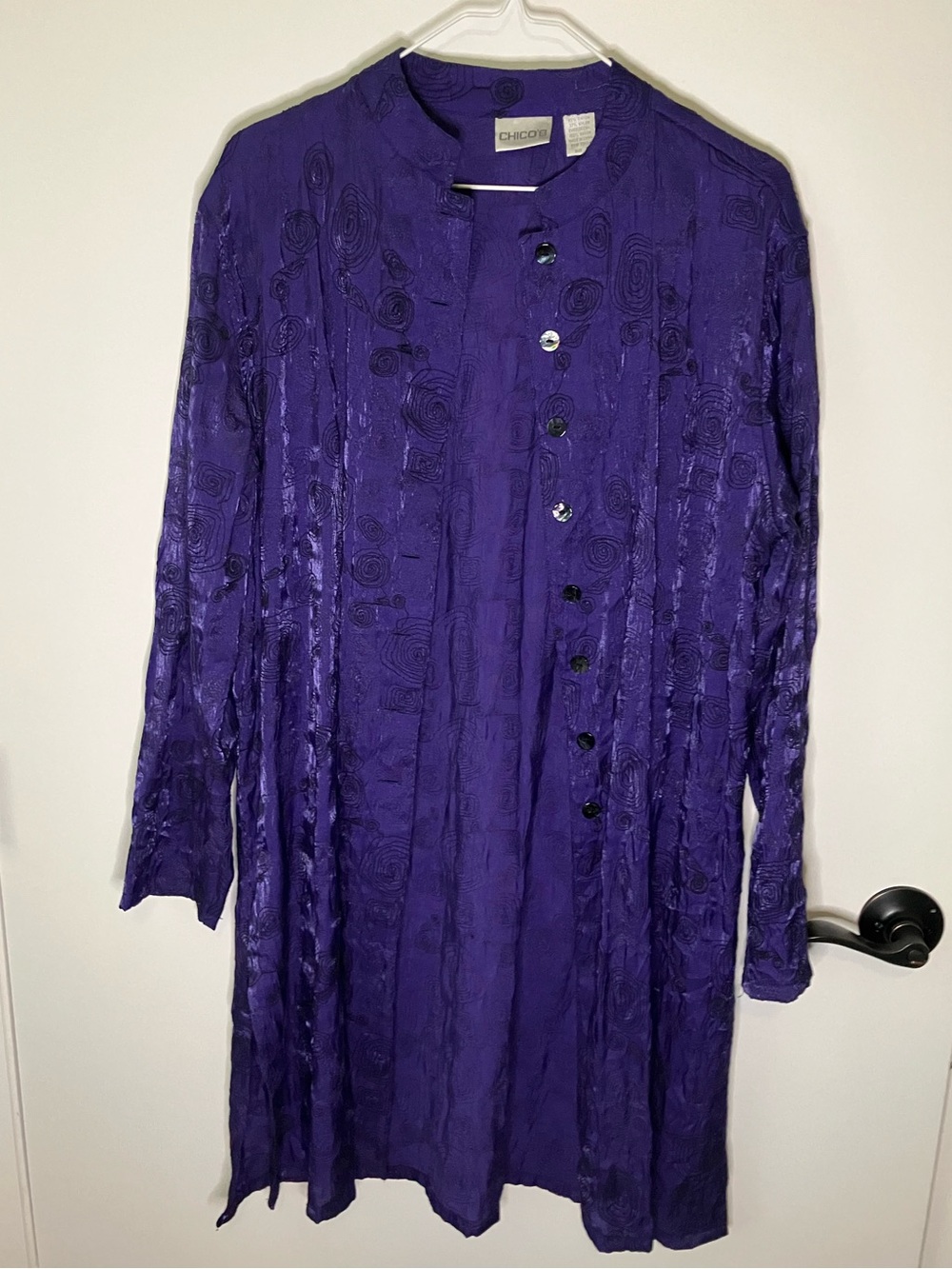 Chico's Deep Purple Decorative Button Tunic/Jacket Plus